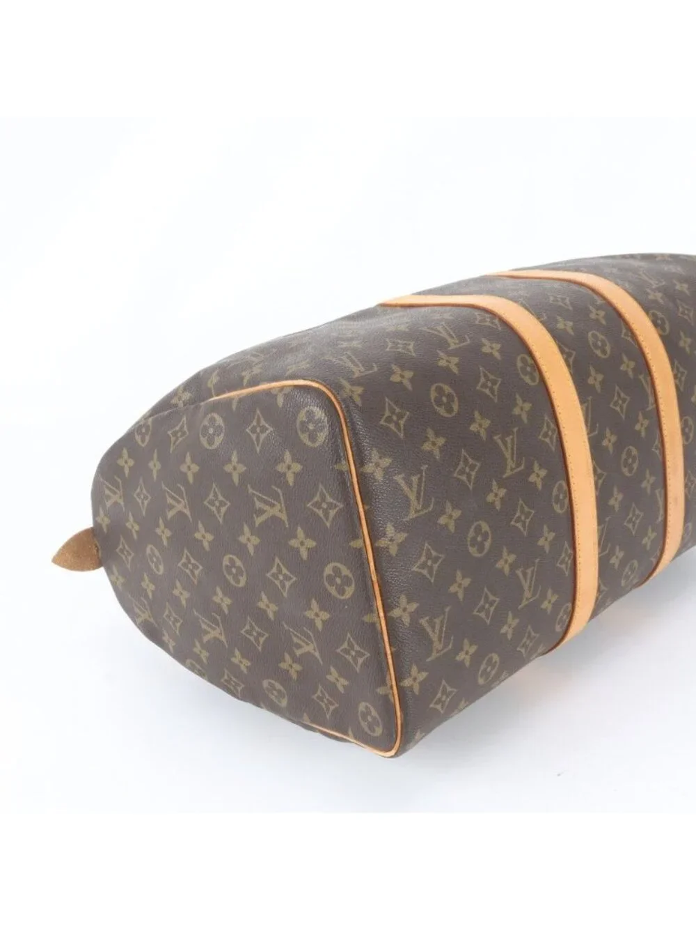 Louis Vuitton Monogram Keepall 45 Leather Boston Bag Tote Travel